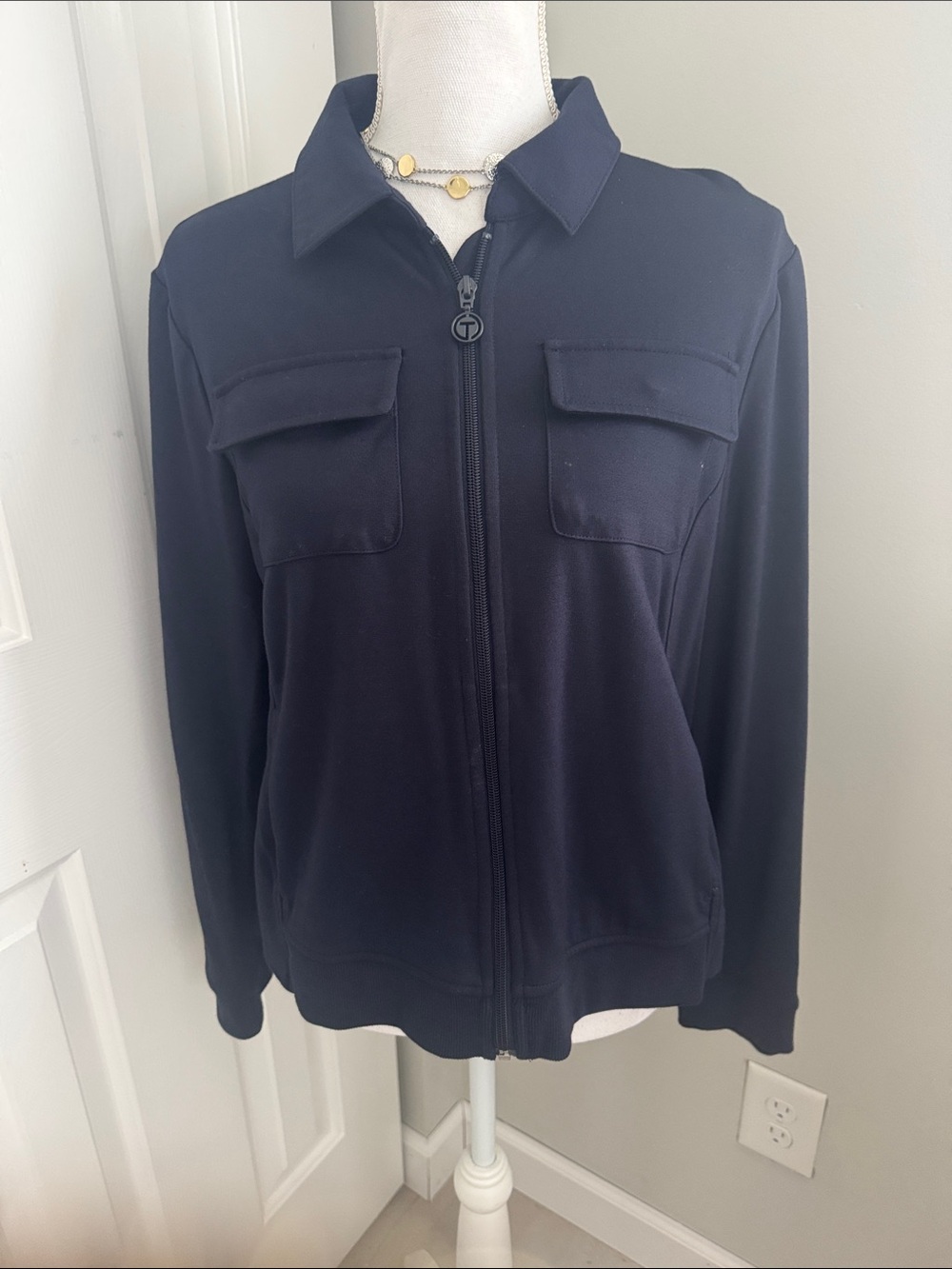 Talbots Navy Zip-Front Jacket - Picture 8 of 8